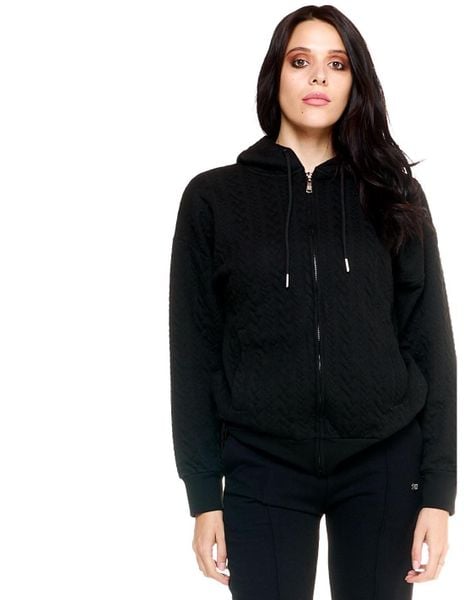 Damski pleciony sweter z kapturem Leone Greyss. Czarne swetry LEONE 1947 APPAREL, l, bez wzorów, z dzianiny, sportowe, bez ramiączek. Za 168.36 zł.