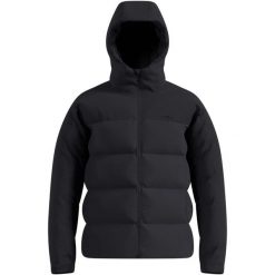 Kurtka puchowa Odlo Jacket insulated DOWN HOODED. Czarne kurtki ODLO, na zimę, l, bez wzorów, z materiału, sportowe, z kapturem. Za 1,499.99 zł.