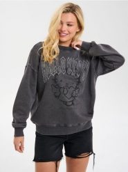 Bluza z efektem sprania Hello Kitty - zielony. Zielone bluzy Sinsay, l, bez wzorów, bez kaptura. W wyprzedaży za 29.99 zł.