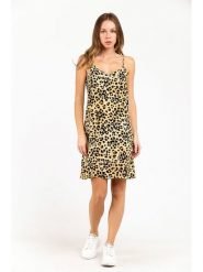 Moschino Sukienka w kolorze żółto-czarnym rozmiar: M. Czarne sukienki MOSCHINO, m, bez wzorów, z wiskozy, bez kołnierzyka, bez ramiączek, mini. Za 206.42 zł.