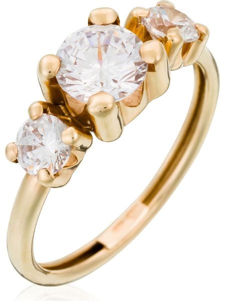 OR ÉCLAT Złoty pierścionek "Trio d'or" z cyrkoniami rozmiar: 56. Żółte pierścionki Or Éclat, z cyrkonią, złote. Za 635.42 zł.