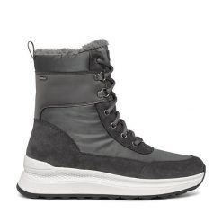 Śniegowce Geox. Szare śniegowce Geox, bez wzorów, bez zapięcia. Za 849.99 zł.