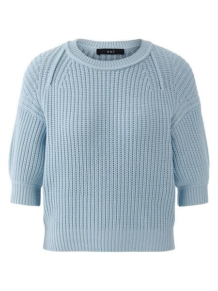 Oui Sweter w kolorze błękitnym rozmiar: 36. Niebieskie swetry Oui, bez wzorów, z bawełny, bez ramiączek. Za 184.95 zł.