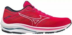 Buty do biegania damskie Mizuno Wave Rider 25. Czerwone buty do biegania Mizuno, bez wzorów, z gumy, bez zapięcia, do biegania, mizuno wave. Za 399.99 zł.