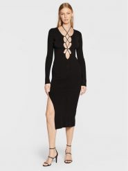 Patrizia Pepe Sukienka koktajlowa 2A2433/K7X5-K103 Czarny Slim Fit. Czarne sukienki Patrizia Pepe, bez wzorów, z wiskozy, wizytowe, bez kołnierzyka, bez ramiączek. Za 569.99 zł.