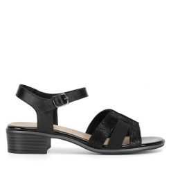 Sandały Go Soft. Czarne sandały GO SOFT, bez wzorów, bez obcasa, na płaskiej podeszwie, bez zapięcia. Za 159.99 zł.