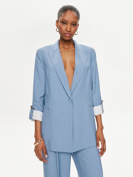 TWINSET Marynarka 241TF2040 Niebieski Regular Fit. Niebieskie marynarki i żakiety Twinset, bez wzorów, z wiskozy, bez ramiączek. Za 699.00 zł.