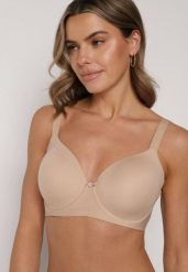 Beżowy Gładki Biustonosz Klasyczny Idahlina. Brązowe biustonosze Born2be, bez wzorów. Za 39.99 zł.