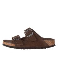 Birkenstock Skórzane klapki "Arizona" w kolorze brązowym rozmiar: 35. Brązowe klapki Birkenstock, bez wzorów, z materiału, klasyczne, z otwartym noskiem, bez obcasa, bez zapięcia. Za 369.95 zł.