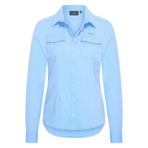 Koszula jeździecka techniczna damska HV Polo Joline. Niebieskie koszule HV POLO, l, bez wzorów, z materiału, klasyczne, bez kołnierzyka, bez ramiączek. Za 256.50 zł.