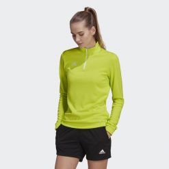 Bluza piłkarska damska Adidas Entrada 22 Training Top. Żółte bluzy adidas, xs, bez wzorów, sportowe, bez ramiączek, bez kaptura. Za 100.99 zł.