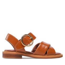Sandały See By Chloé. Brązowe sandały See By Chloé, bez wzorów, bez obcasa, na płaskiej podeszwie, bez zapięcia. Za 1,689.00 zł.