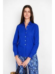 ASSUILI Lniana koszula w kolorze niebieskim rozmiar: 36. Niebieskie koszule Assuili, bez wzorów, ze lnu, klasyczne, bez kołnierzyka, bez ramiączek. Za 173.99 zł.