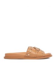 Nine West Klapki EO-TL758-1 Brązowy jasny. Brązowe klapki Nine West, bez wzorów, ze skóry, bez obcasa, bez zapięcia. Za 219.99 zł.