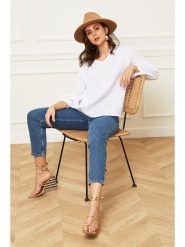 Joséfine Lniana bluzka "Celiane" w kolorze białym rozmiar: XL. Białe bluzki Joséfine, xl, bez wzorów, ze lnu, bez kołnierzyka, bez ramiączek. Za 143.99 zł.