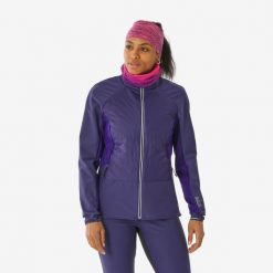 Bluza do narciarstwa biegowego damska Quechua XCS 500. Fioletowe bluzy WED'ZE, na zimę, s, bez wzorów, z materiału, bez kaptura, na fitness i siłownię. Za 259.99 zł.