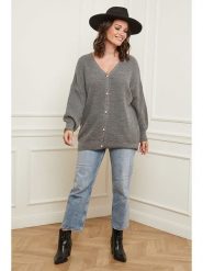 Curvy Lady Kardigan w kolorze szarym rozmiar: 48/50. Szare swetry Curvy Lady, bez wzorów, klasyczne, bez ramiączek. Za 140.86 zł.