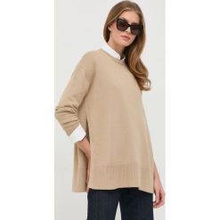 Max Mara Leisure sweter wełniany damski kolor beżowy lekki. Brązowe swetry Max Mara Leisure, l, bez wzorów, z dzianiny, bez ramiączek. Za 1,039.90 zł.