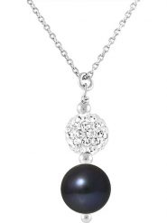 Pearline Srebrny naszyjnik z kryształkami i perłami w kolorze tahiti - dł. 42 cm rozmiar: onesize. Czarne naszyjniki Pearline, z kryształem, srebrne. Za 217.99 zł.