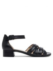 Caprice Sandały 9-28201-44 Czarny. Czarne sandały Caprice, bez wzorów, ze skóry, bez obcasa, na słupku, bez zapięcia. Za 227.99 zł.