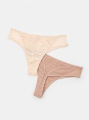 Siateczkowe stringi 2 pack - wielobarwny. Stringi Sinsay, bez wzorów. Za 19.99 zł.