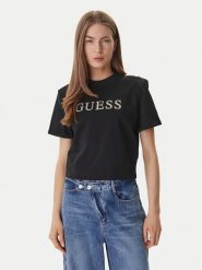 Guess T-Shirt W6GI06 K3018 Czarny Relaxed Fit. Czarne t-shirty Guess, xxl, z aplikacjami, z bawełny, bez kołnierzyka, bez ramiączek. Za 259.99 zł.