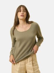 Just Cashmere Kaszmirowy sweter "Fiona" w kolorze khaki rozmiar: M. Brązowe swetry Just Cashmere, m, bez wzorów, z kaszmiru, bez ramiączek. Za 347.99 zł.