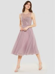 Swing Sukienka koktajlowa 5AF09900 Różowy Regular Fit. Czerwone sukienki Swing, bez wzorów, z syntetyku, wizytowe, bez kołnierzyka, bez ramiączek. Za 539.99 zł.