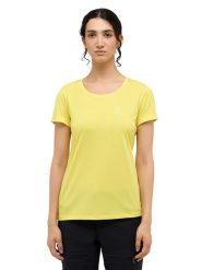 Haglöfs Koszulka turystyczna "Ridge" w kolorze żółtym rozmiar: XS. Żółte t-shirty sportowe Haglöfs, xs, bez wzorów, z materiału, bez ramiączek, outdoorowe. Za 110.81 zł.