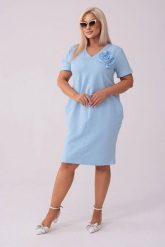 Błękitna sukienka Eloise - Casualowa Elegancja PLUS SIZE XXL LATO. Niebieskie sukienki Moda Size Plus Iwanek, na co dzień, l, bez wzorów, z bawełny, eleganckie, bez kołnierzyka, plus size, bez ramiączek, mini, oversize. Za 249.90 zł.