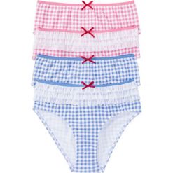 Figi maxi z falbanami (4 pary) bonprix jasnoróżowo-biały + niebiesko-biały w kratę. Figi marki KALENJI. Za 39.96 zł.