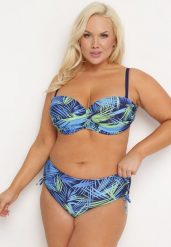 Granatowy Dwuczęściowy Komplet Bikini Biustonosz z Usztywnieniem Majtki Typu Figi Roseria. Niebieskie bikini Born2be, bez wzorów. Za 99.99 zł.