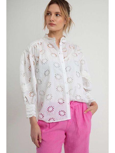 Josephine & Co Bluzka "Dinand" w kolorze białym rozmiar: 40. Białe bluzki Josephine & Co, bez wzorów, z bawełny, bez kołnierzyka, bez ramiączek. Za 207.88 zł.