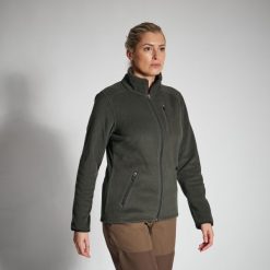 Polar damski Solognac 500. Zielone bluzy z polaru SOLOGNAC, m, bez wzorów, z materiału, outdoorowe. W wyprzedaży za 59.99 zł.