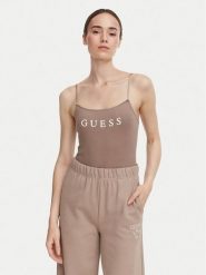 Guess Body O5RM11 KBBU1 Brązowy Regular Fit. Brązowe body i gorsety Guess, z aplikacjami, z bawełny, bez ramiączek. Za 154.99 zł.