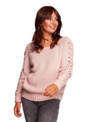 Be Wear Sweter w kolorze jasnoróżowym rozmiar: L/XL. Różowe swetry Be Wear, l, bez wzorów, z wełny, bez ramiączek. Za 118.01 zł.