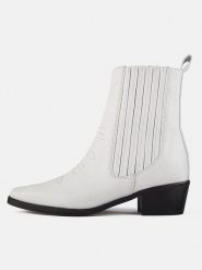 Loft37 Skórzane botki "Mastermind" w kolorze białym rozmiar: 41. Białe botki loft37, bez wzorów, eleganckie, bez obcasa, bez zapięcia. Za 434.99 zł.