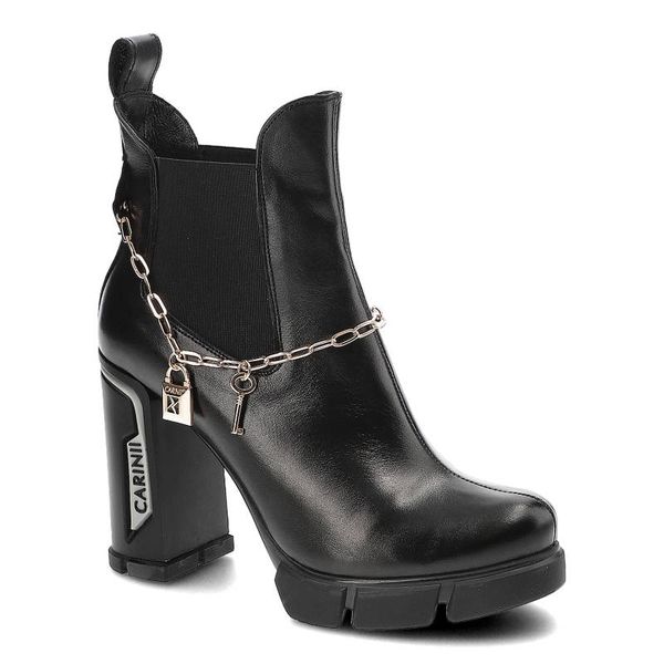 Czarne Botki Carinii Damskie Eleganckie Buty Na Słupku. Czarne botki Carinii, bez wzorów, z jeansu, eleganckie, bez obcasa, na obcasie, bez zapięcia. Za 409.00 zł.