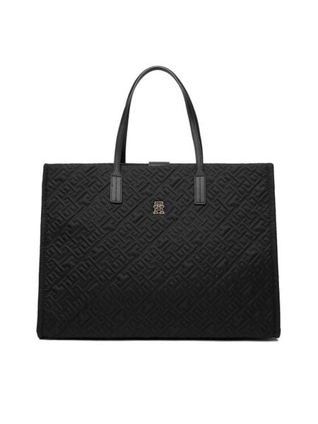Tommy Hilfiger Torebka Th City Tote Mono Nylon AW0AW18163 Czarny. Czarne torebki klasyczne Tommy Hilfiger, bez wzorów, z nylonu, bez dodatków. Za 649.99 zł.