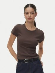 Vero Moda T-Shirt Chloe 10306894 Brązowy Tight Fit. Brązowe t-shirty Vero Moda, l, bez wzorów, z bawełny, bez kołnierzyka, bez ramiączek. Za 69.99 zł.