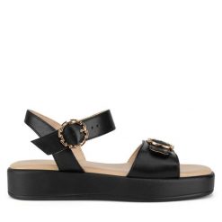 Sandały Lasocki. Czarne sandały Lasocki, bez wzorów, bez obcasa, bez zapięcia. Za 169.99 zł.