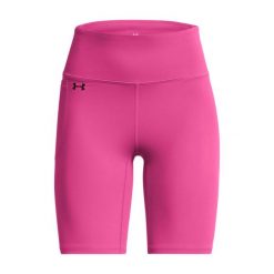 Spodenki treningowe damskie Under Armour Motion Bike Short. Czerwone szorty sportowe Under Armour, bez wzorów, na fitness i siłownię. Za 240.50 zł.