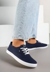 Granatowe Basicowe Tenisówki Vices Hallriva. Niebieskie trampki Renee, bez wzorów, z jeansu, eleganckie, bez zapięcia. W wyprzedaży za 43.99 zł.