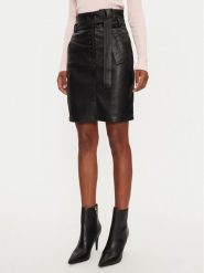 Morgan Spódnica z imitacji skóry 232-JANI Czarny Slim Fit. Czarne spódnice Morgan, bez wzorów, ze skóry. Za 149.99 zł.