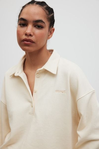 Bluza damska z kołnierzem w kolorze BUTTER YELLOW - EXPLORE-S/M. Żółte bluzy Marsala, m, bez wzorów, z bawełny, bez kaptura. Za 339.90 zł.