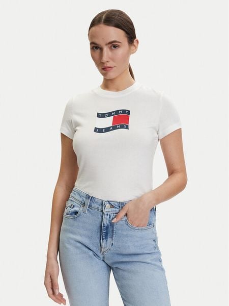 Tommy Jeans T-Shirt DW0DW22781 Écru Regular Fit. Białe t-shirty Tommy Jeans, s, bez wzorów, z bawełny, bez kołnierzyka, bez ramiączek. Za 103.99 zł.