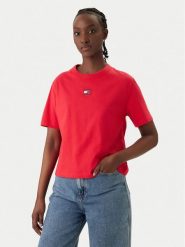 Tommy Jeans T-Shirt DW0DW22202 Czerwony Boxy Fit. Czerwone t-shirty Tommy Jeans, m, bez wzorów, z bawełny, bez kołnierzyka, bez ramiączek. Za 169.99 zł.