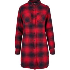 Sukienka Koszulowa W Kratę Dla Kobiet. Czerwone sukienki Urban Classics, m, bez wzorów, sportowe, bez kołnierzyka, bez ramiączek, koszulowe. Za 216.99 zł.