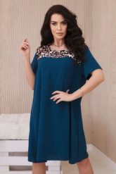Sukienka z motywem zwierzęcym morska. Zielone sukienki Włoski, na imprezę, l, bez wzorów, z materiału, eleganckie, bez kołnierzyka, bez ramiączek, oversize. Za 104.56 zł.