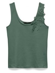 Vero Moda Top w kolorze zielonym rozmiar: L. Zielone topy Vero Moda, l, bez wzorów, z bawełny, bez kołnierzyka, bez ramiączek. Za 76.04 zł.